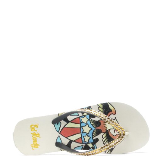 

Ed Hardy Glitz Flip Flop for Women -Off White