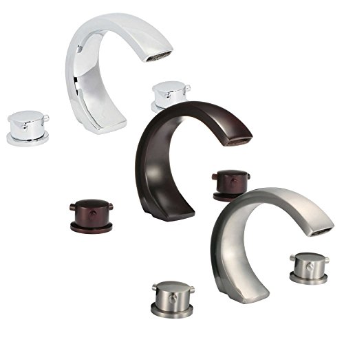 FREUER Curva Collection: Modern Spread Bathroom Sink Faucet, Brushed Nickel