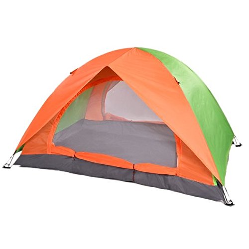 Double-Layer Tent - SODIAL(R) Folding Double-Layer Waterproof 2 Persons Tent Orange+Green - Image 4