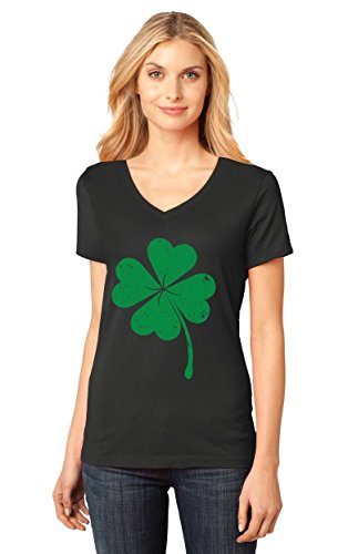 Four-Leaf Clover - Saint Patrick's Day Irish Shamrock V-Neck Women T-Shirt