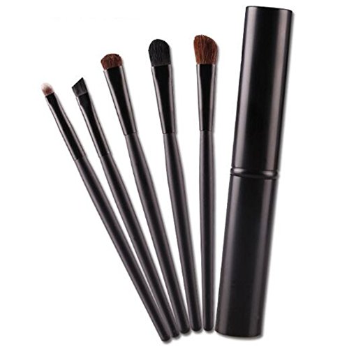 Mokale 5 pieces Professional Eyeshadow Brush Makeup Kit Designer Cosmetic Eye Makeup Tools with Luxury Case Synthetic & Goat Hair Stylish Ergonomic Handles At Home or Travel