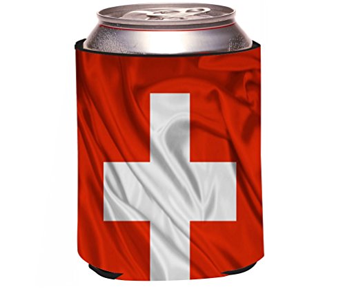 

Rikki Knight "Switzerland Flag Design" Beer Can Soda Drinks Cooler Koozie