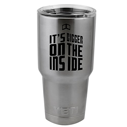 Dr. Who Inspired Bigger On The Inside Tardis Silhouette Vinyl Sticker Decal for Yeti Mug Cup Thermos Pint Glass (4