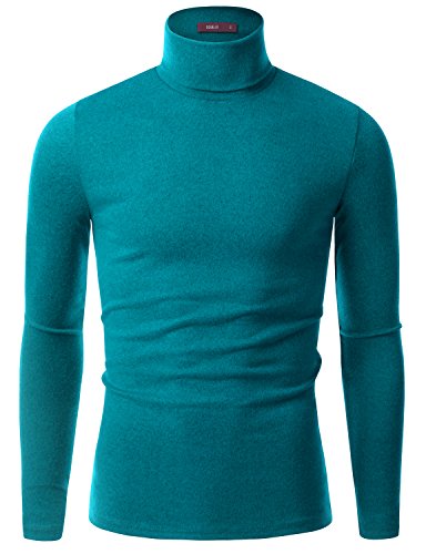 Doublju Mens Long Sleeve Turtle Neck Sweater