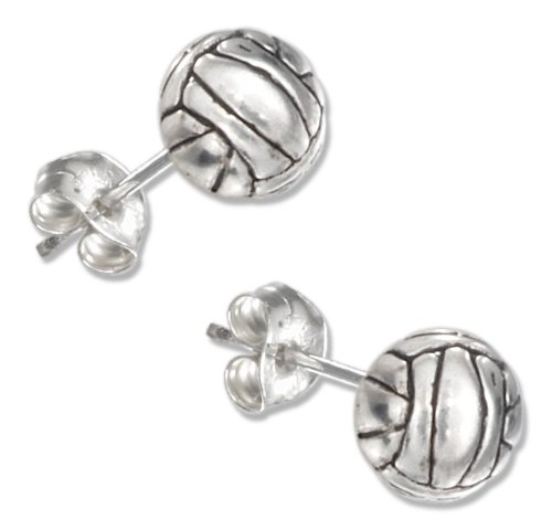 Sterling Silver Mini Volleyball Earrings on Hypo-allergenic Steel Posts and Nuts