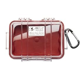 Pelican 1020 Red Micro Case with Clear Lid and Carabiner