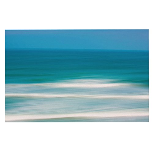 

Kess InHouse Ann Barnes "Sun and Sea" Blue Aqua Pet Bowl Placemat for Dog and Cat Feeding Mat, 24 by 15-Inch
