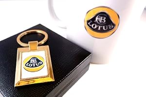 24K Gold Finished Luxury Lotus Key Fob Gift Set with Mug (Elise Elan