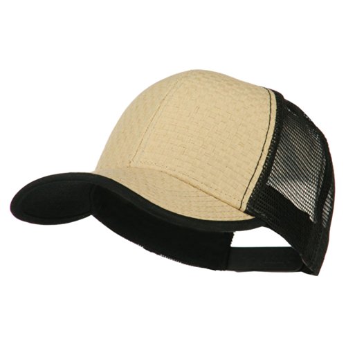 Toyo Straw and Mesh Back Trucker Cap - Khaki Black