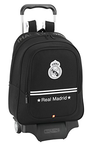 Real Madrid - Mochila carro grande, 33 x 43 cm, color negro (Safta 611524313)
