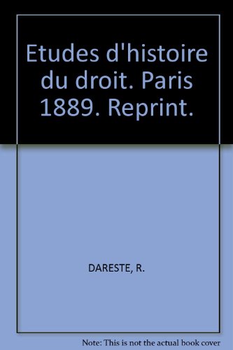 Algopix Similar Product 11 - Etudes dhistoire du droit Paris 1889