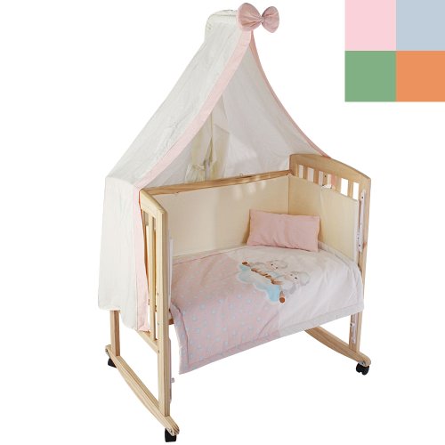 Infantastic® - BAWG01Pinksky - Cuna multifunción 3 en 1 - Incluye colchoneta, ropa de cama y dosel - Aprox. 84...