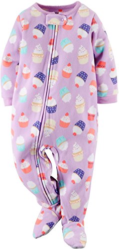 Carter's Baby Girls Footed Fleece PJ's (Purple Cupcake)