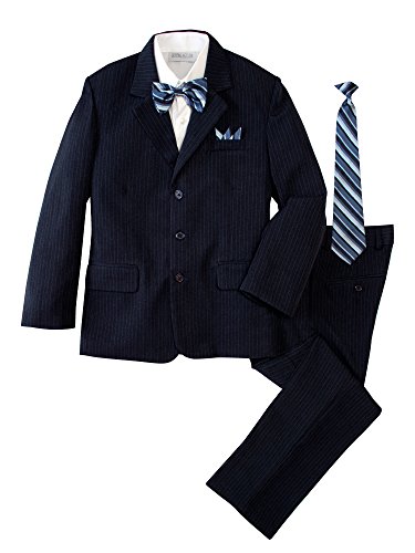 Boys' Pinstripe 6-Piece Suit with Matching Tie and Bow Tie