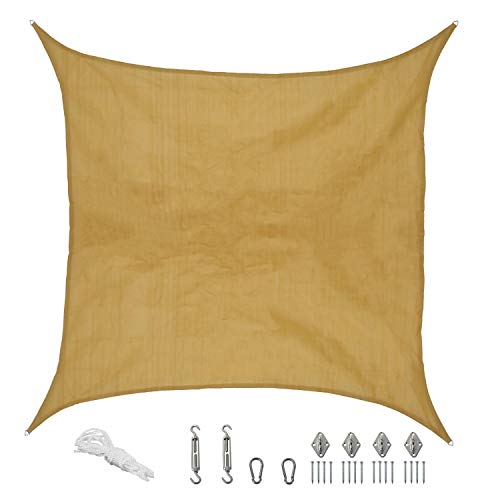 Algopix Similar Product 6 - Sunnydaze Beige Square Sun Shade Sail