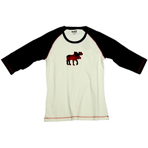 Lazy One Women's Moose Plaid Applique Raglan Tee
