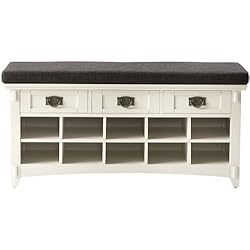 White Storage Bench with Cushion