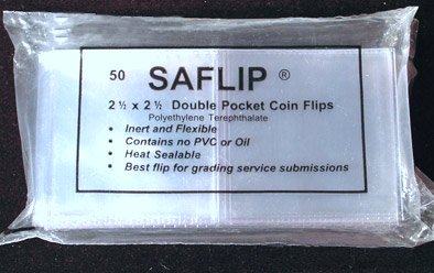 50 Double Pocket 2.5x2.5 SAFLIP Safety Coin Flips