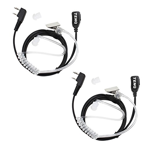 Tenq 2-pin Covert Acoustic Tube Earpiece Headset for Kenwood Puxing Wouxun Baofeng Two Way Radio 2pin (2 Packs)