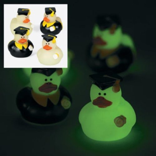

2 Dozen (24) Mini Glow-in-the-Dark Graduation Rubber Ducky Party Favors