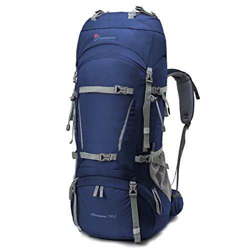 Mountaintop [2016 NEW] 70L+10L Internal Frame Backpack Water-resistant Hiking Backpack Backpacking Trekking Bag with Rain Cover for Climbing,camping,hiking,Travel and Mountaineering-5805III