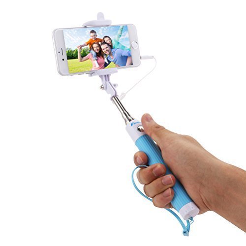 Selfie Stick - Foxnovo Selfy Stick Self-portrait Monopod Batteryfree for Iphone 6 Plus, 6 5s 5c 5, Samsung S6 Edge, S6 S5 S4, Android Cell Phone (Sky Blue)