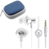 GTMax Blue Durable Eva Carrying Case for Apple® iPod® reordering 2GB 5th procreation + iKross White In-Ear 3.5mm Noise-Isolation Stereo Earbuds with Microphone