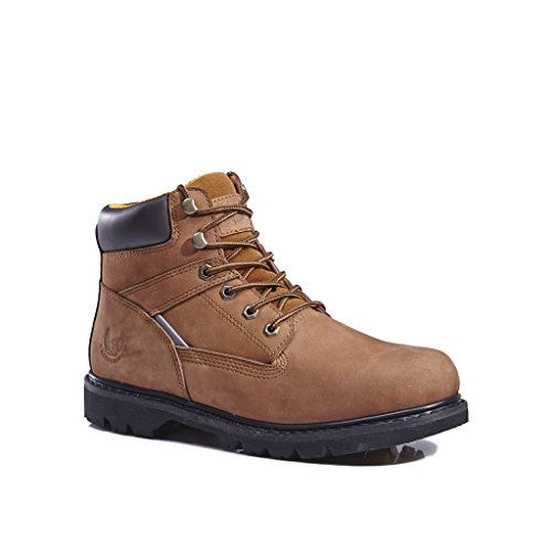 KINGSHOW Men's 1406 Premium Full-Grain Leather Plain Rubber Sole Soft Toe Work Boots