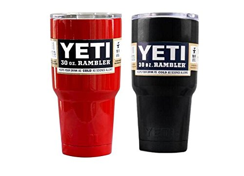 Yeti Rambler Tumbler Cups with Lids, 30 oz, Set of 2-Red+Black