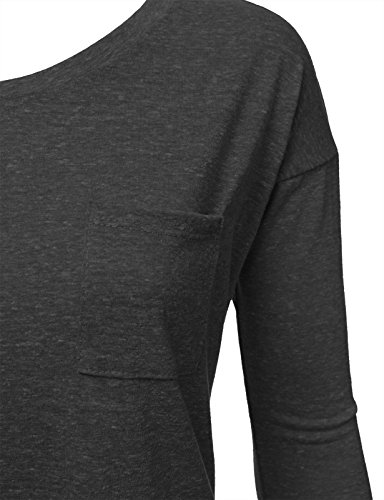 

J.TOMSON Womens Hi-Low 3/4 Sleeve Raglan Boxy Top with Chest Pocket