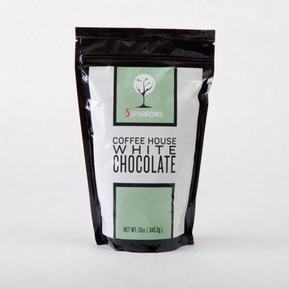 Sugar Free House White Chocolate by 5 Sparrows, Naturally Sweetened with Stevia - 10 Oz