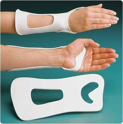 

Rolyan Dorsal Wrist Cock-Up Splint. Aquaplast-T solid 1/8" (3.2mm) White, Size: Small/Medium 2&7/8"-3" (7.3-7.6cm)