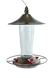 Durable Hanging Metal & Glass Hummingbird Feeder Attract More Hummingbirds to Your House and Outdoor Garden Features 4 Red Flower Feeding Ports 13 Fluid Oz Capacity