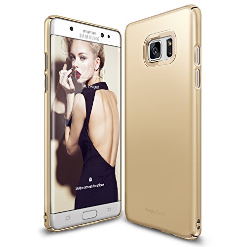 Galaxy Note 7 Case, Ringke [Slim] Snug-Fit Slender [Tailored Cutouts] Ultra-Thin Fluid Curved Edge Enhance Protective Case Superior Coating PC Hard Skin Cover for Samsung Galaxy Note 7 - Royal Gold