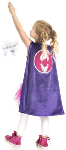 Little Adventures Girl Bat Hero Cape Play Costume Age 3-8 with Hairbow