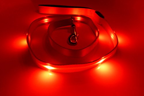 GoDoggie-GLOW - USB Rechargeable LED Dog Safety Leash - Improved Visibility & Safety - NEW - Intro Offer - Super-Bright LED's Glow & Flash - You & your Dog become Highly Visible - Connects to Devices to Recharge - No Batteries Required - Great Value & Improved Dog Safety - RED