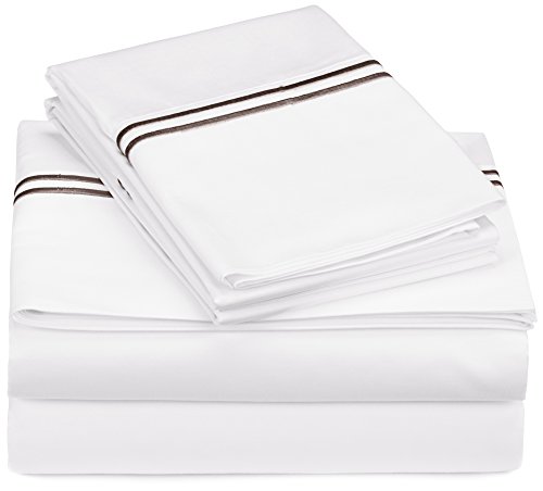 Pinzon 400-Thread-Count Hotel Stitch Sheet Set - King, Espresso Stripes
