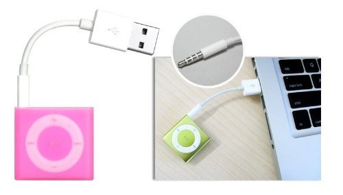 

Maxhood 10.5cm Length 3.5mm 2 in 1 USB Charger and SYNC Data Cable for Apple iPod Shuffle 3rd / 4th / 5th Generation