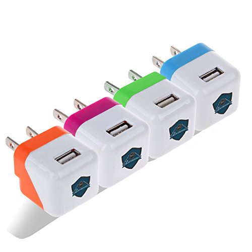 4pcs High Quality USB Travel Home Power Adapter Wall Charger Plug for Iphone 6/6 Plus, 5/5c/5s, Iphone 4s/4 3gs/3g, Ipad Mini, Ipod Touch, Ipad Air, Ipad Air 2, Ipod Touch, Samsung Galaxy S5 S4 S3, Samsung Galaxy Tab 3 2 and Many More Smartphone Devices. (Blue.green.hotpink.orange)