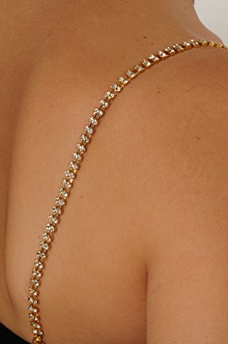 Gold Rhinestone Replacement Bra Straps - Removable Crystal Bling Strap