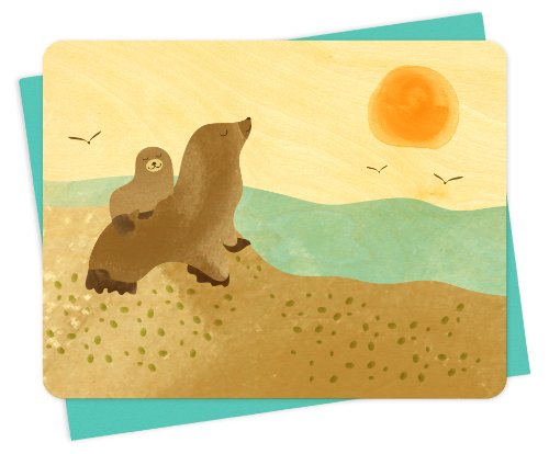 Algopix Similar Product 11 - Sunning Sea Lions Wood Notecard by