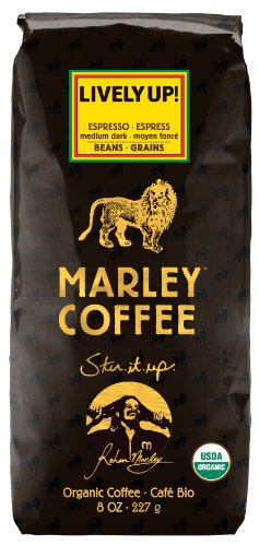 Marley Coffee, Organic Lively Up! Espresso Whole Bean Coffee, 8 Ounce