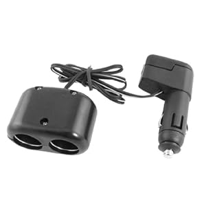 Gino DC12V 2 Socket Car Cigarette Lighter Charger + USB Port