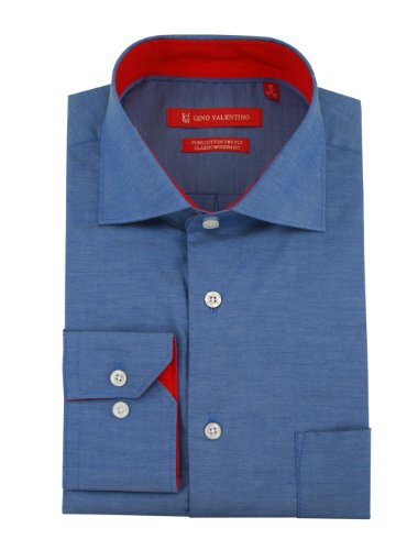 Gino Valentino Men's 100% Cotton Barrel Cuff Dress Shirt with Giftbox
