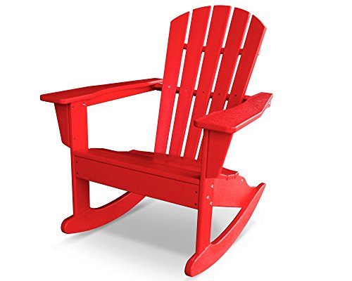 CASA BRUNO South Beach II Adirondack Schaukelstuhl, aus recyceltem Polywood® HDPE Kunststoff, sunset red – kompromisslos wetterfest