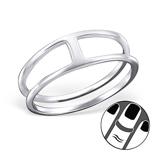 Pro Jewelry 925 Sterling Silver Parallel Circles Above Knuckle Ring Mid Finger Top 7108