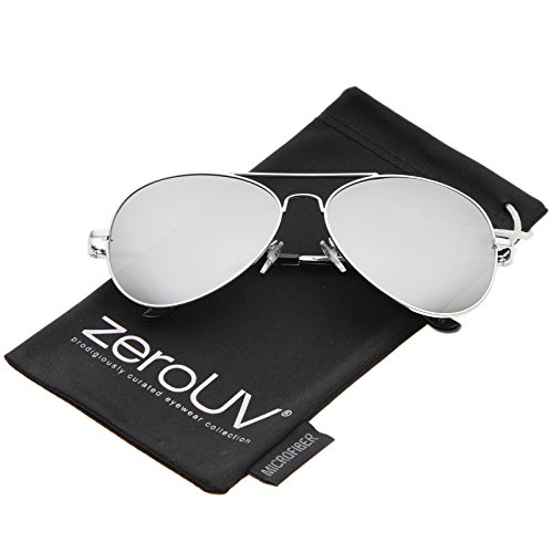 zeroUV - Classic Metal Frame Spring Hinges Color Mirror Lens Aviator Sunglasses 58mm