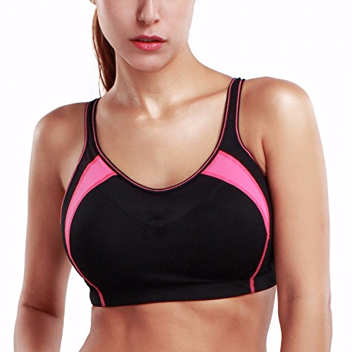 La Isla Women's High Impact Mesh Wireless Padded Cup X-back Gym Active Sports Bra