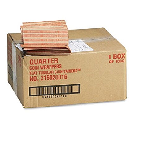 

NEW - Pop-Open Flat Paper Coin Wrappers, Quarters, $10, 1000 Wrappers/Box - 216020016