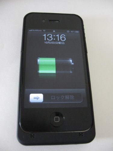 iPhone4 専用 バッテリー付き保護ケース 黒 大容量1900mAh 日本語説明書付き